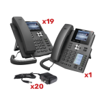 Kit de teléfonos con pantalla a color para empresa SMB, incluye 19 teléfonos X3G (sencillo) + 1 teléfono X4 (recepción), incluyen fuente de alimentación y son PoE - TiendaClic.mx