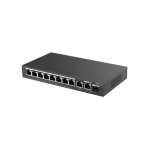 Switch Administrable con 8 puertos Gigabit PoE, 2 Uplinks Gigabit (1 SFP), gestión gratuita desde la nube - TiendaClic.mx