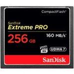 MEMORIA SANDISK 256GB COMPACTFLASH EXTREM PRO 160/150MBS VPG-20 - TiendaClic.mx