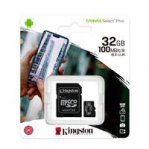 MEMORIA KINGSTON MICRO SD CANVAS SELECT PLUS 32GB UHS-I CLASE 10 C/ADAPTADOR (SDCS2/32GB) - TiendaClic.mx