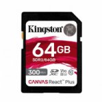 MEMORIA FLASH SD KINGSTON SDXC CANVAS REACT PLUS 64GB 300R UHS-II V90(SDR/64GB) - TiendaClic.mx