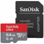 MEMORIA SANDISK 64GB MICRO SDXC ULTRA 100MB/S CLASE 10 FULL HD A1 C/ADAPTADOR - TiendaClic.mx