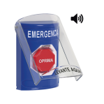 Botón de Emergencia en Español con Tapa Protectora de Policarbonato Súper Resistente, Restablecimiento con Llave y Sirena - TiendaClic.mx