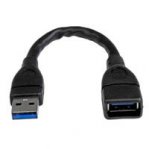 CABLE DE 15CM EXTENSOR USB 3.0 - ALARGADOR USB 3.0 SUPERSPEED NEGRO - STARTECH.COM MOD. USB3EXT6INBK - TiendaClic.mx