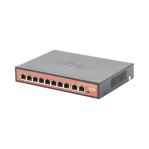 Switch PoE (802.3af/at/bt) no administrable de largo alcance, hasta 250m, 8 x 10/100Mbps (PoE) + 2 x Puertos Gigabit Uplink, 120 W - TiendaClic.mx