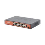 Switch PoE (802.3af/at/bt) no administrable de largo alcance, hasta 250m, 16 x 10/100Mbps (PoE) + 2 x 100/1000Mbps + 1 x SFP, 200 W - TiendaClic.mx